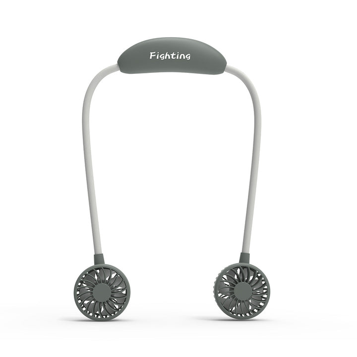 Unisex portable neck fan with dual fan heads, flexible neckband, quiet brushless motor, and USB charging function Kalsten