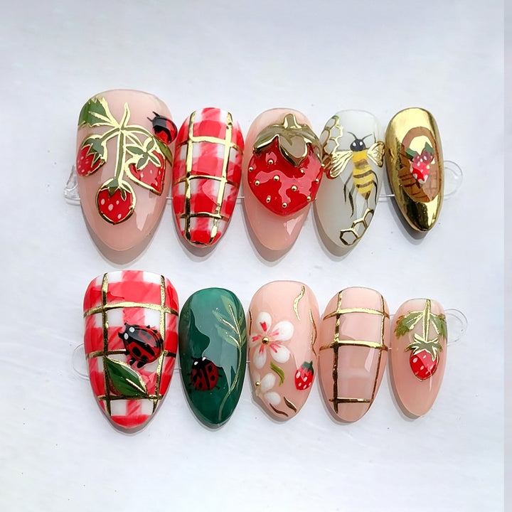 Floral and Fruity Press-On Nail Art Set Kalsten