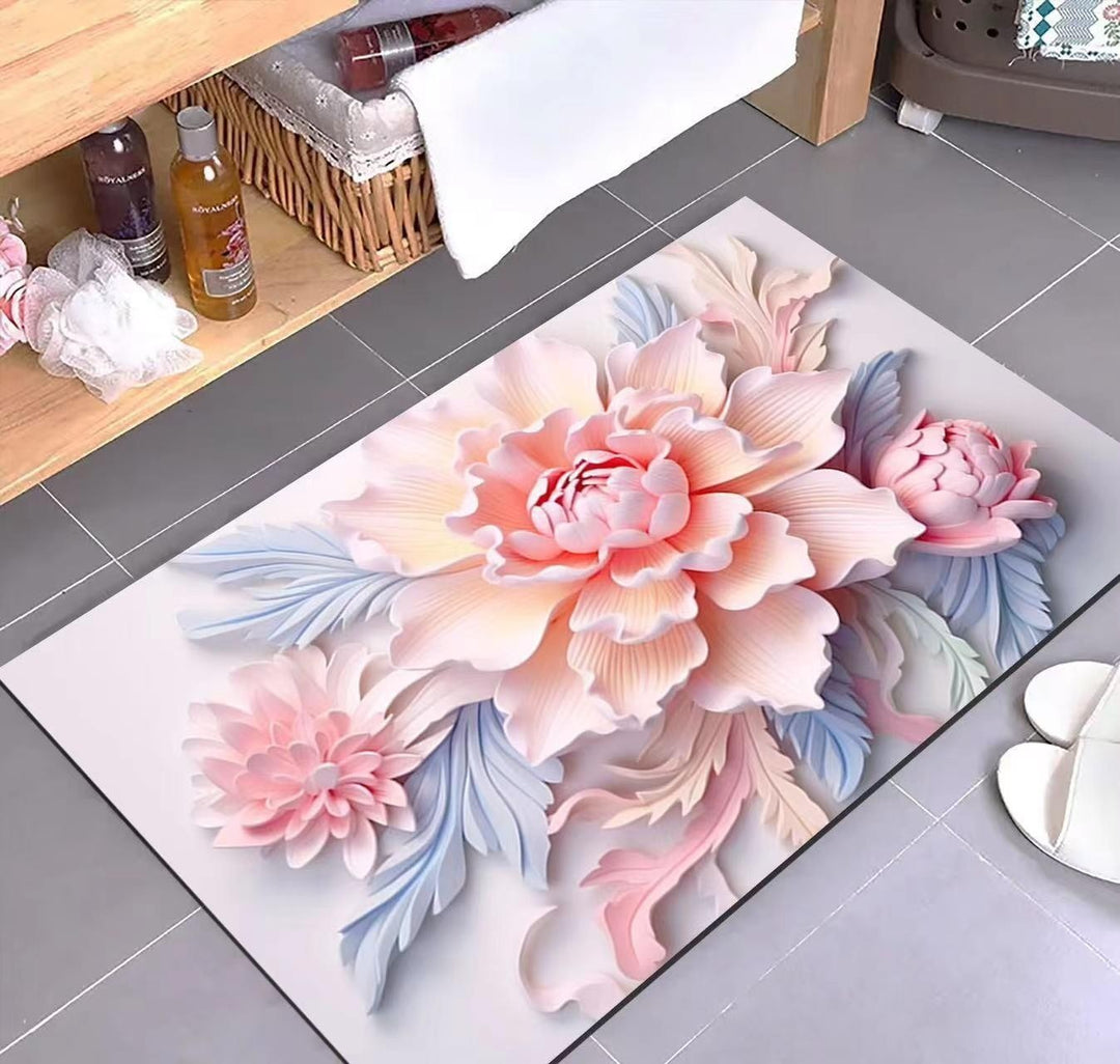 Luxurious Floral Design Bath Mat