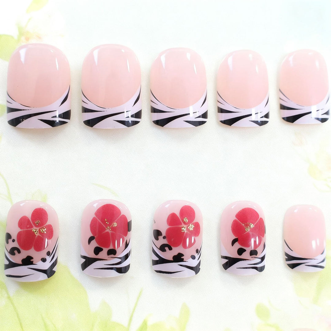 Floral French Nail Art Extensions Kalsten