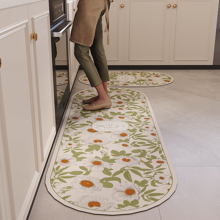 Floral Pattern Decorative Kitchen Mat