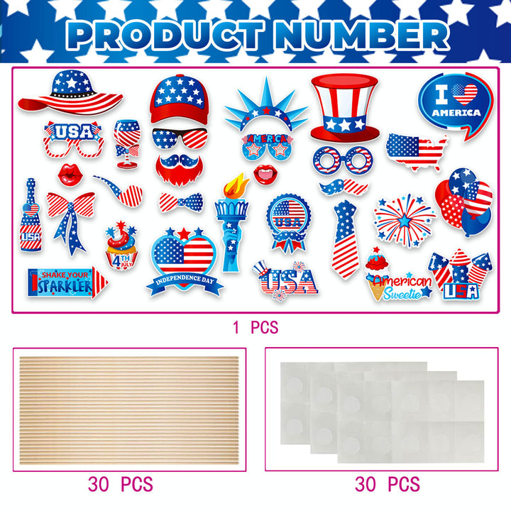 Unisex nan Photo booth props set with wooden sticks and self-adhesive pads Kalsten