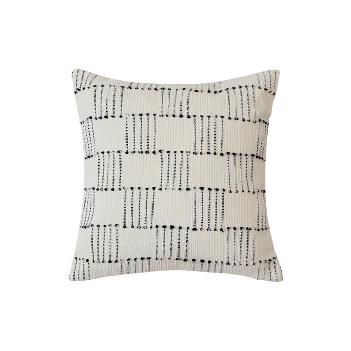 Handwoven cotton cushion cover with striped relief structure and concealed zipper Kalsten