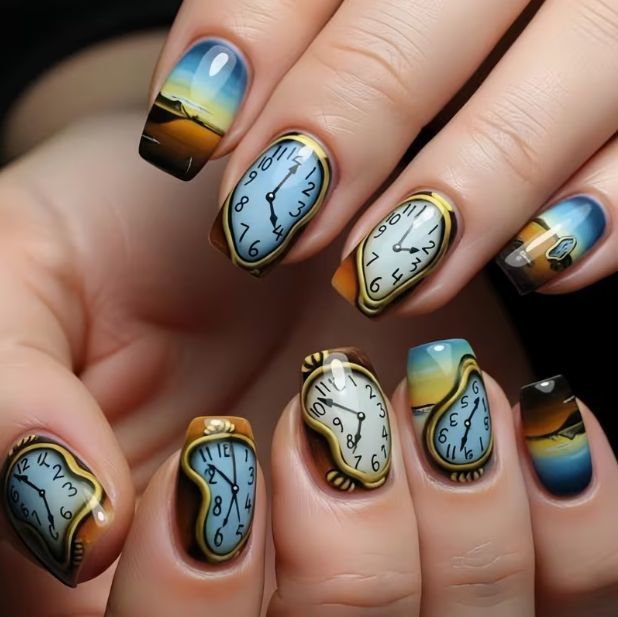 Artistic Clock Design Nail Art Kalsten