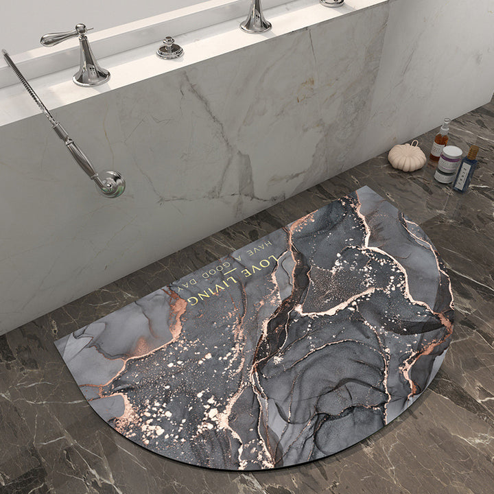 Half-Moon Marble-Pattern Bath Mat