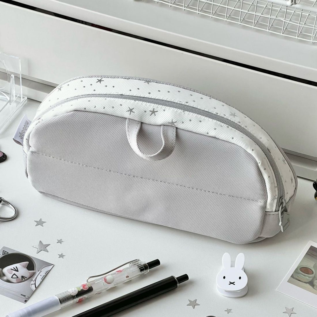 Multi-Compartment Star Pattern Pencil Case