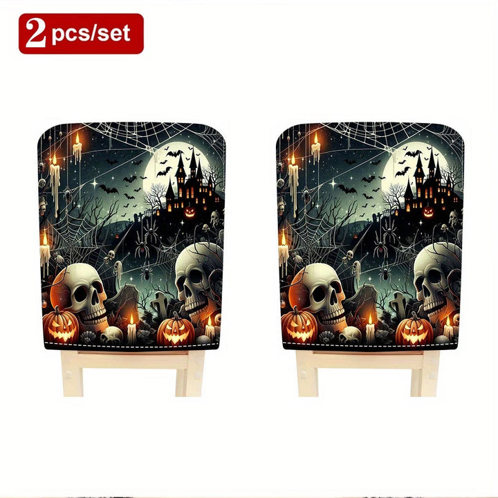 Elastic chair back covers with Halloween cat design