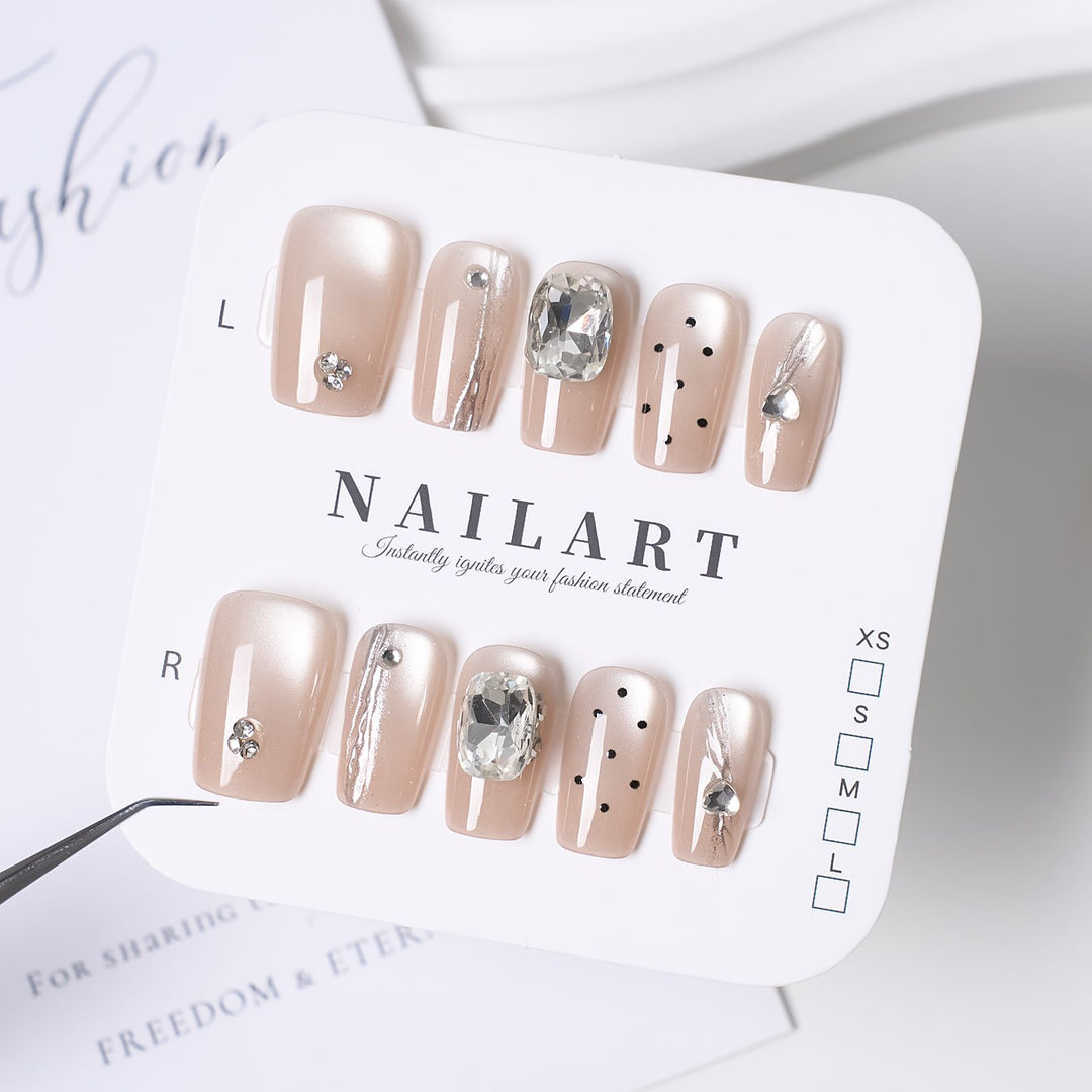 Artistic Stiletto Press-On Nail Set with Floral Embellishments Kalsten