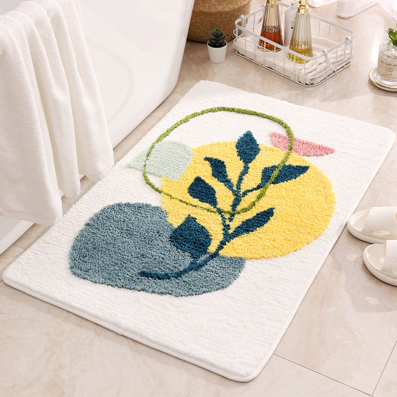 Plush Floral Pattern Bath Mat Kalsten