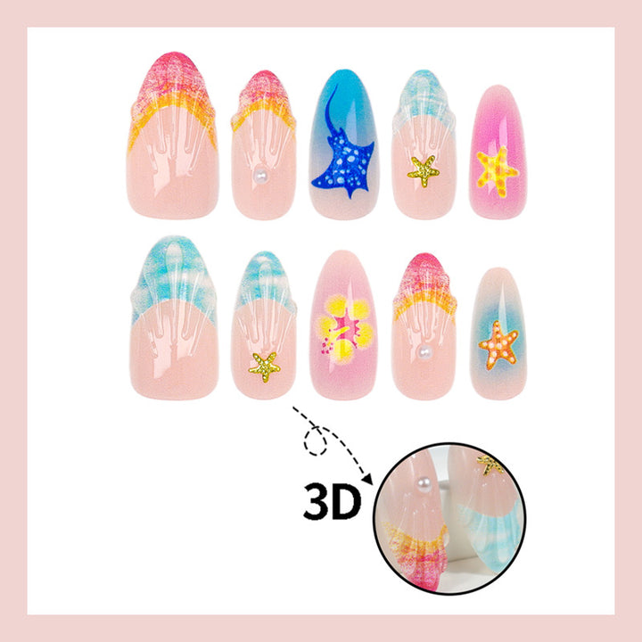 Artificial nail set with maritime and colorful designs Kalsten