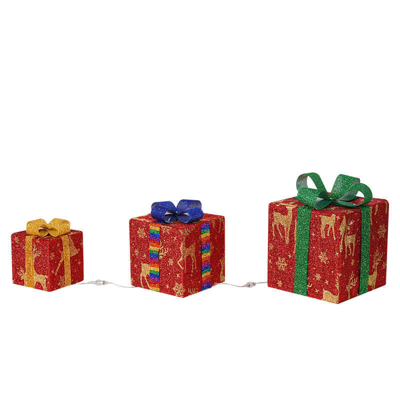 Lighted Up Outdoor Christmas Decorations Luminous Christmas Gift Box With Bow For Holiday Christmas Tree Home Yard Decor | Kalsten