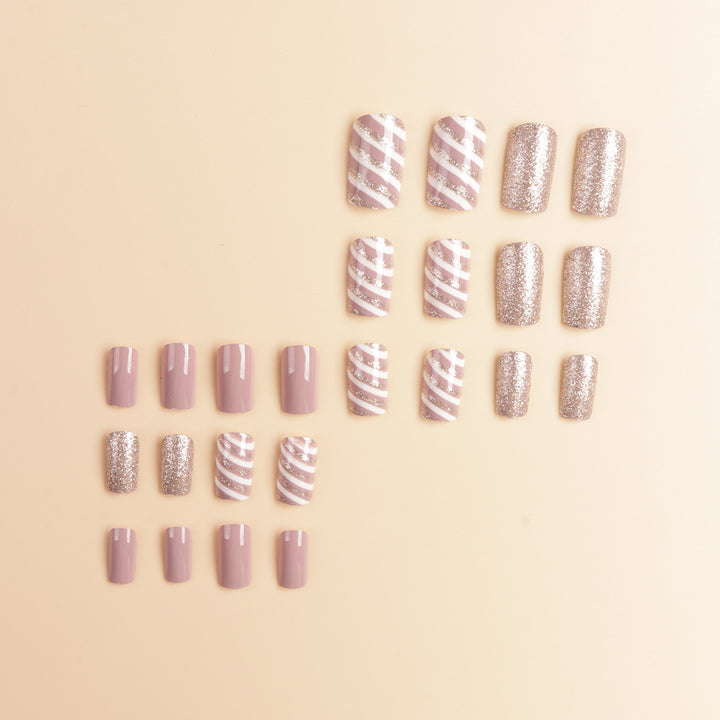 Glittery Press-On Nail Tips Set Kalsten