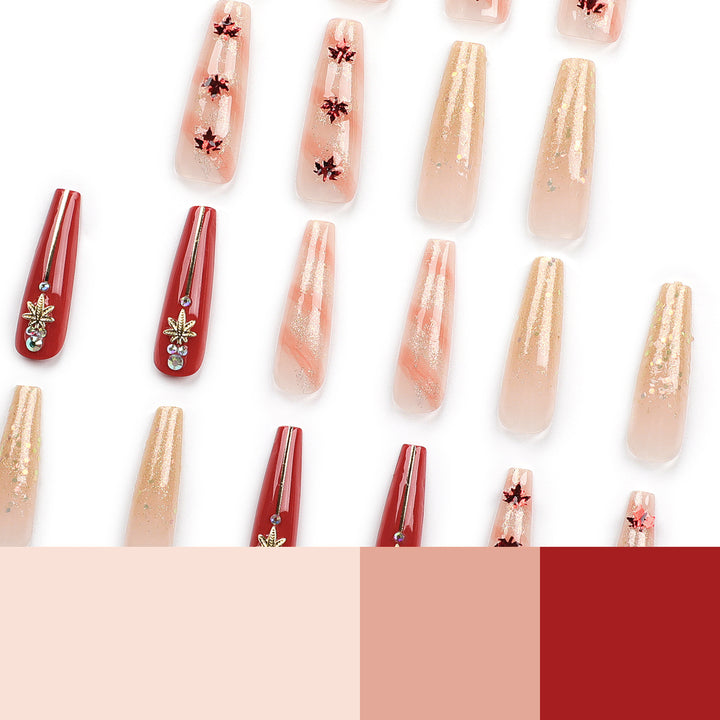 Artistic Nail Extensions with Autumn Motifs Kalsten