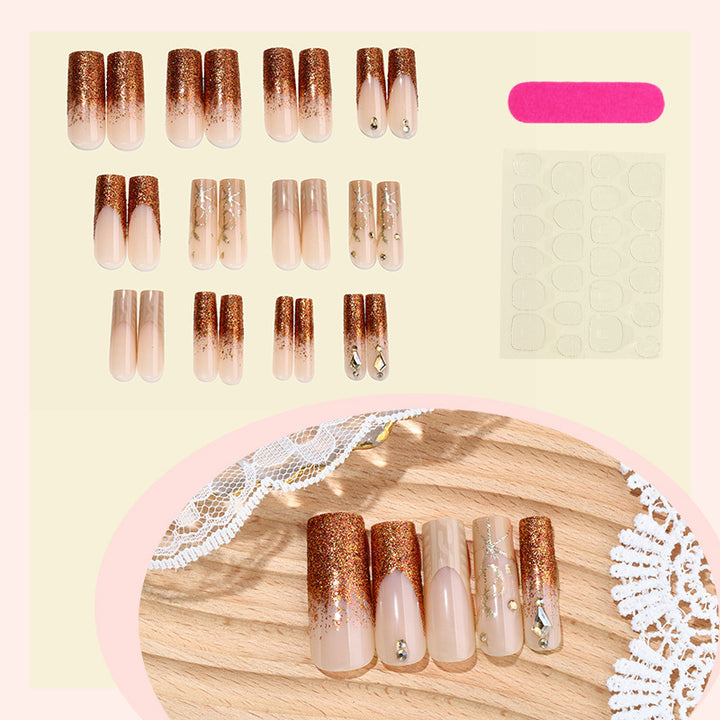 Artificial nail set with glamorous glitter and decorative elements Kalsten