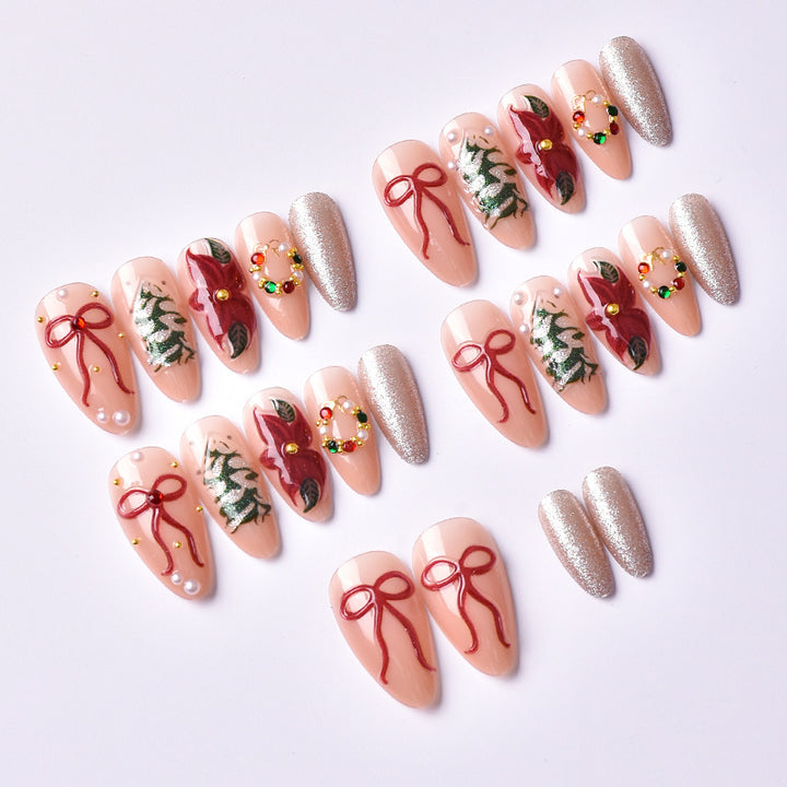 Festive Holiday-Themed Press-On Nail Art Set Kalsten 1790636494