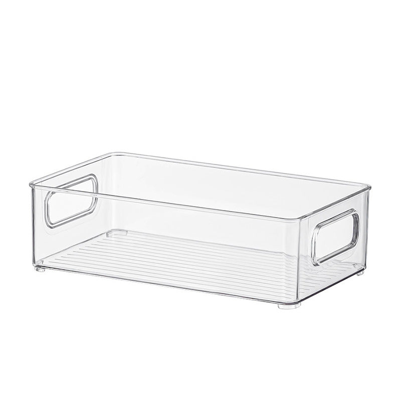 Flat transparent acrylic storage lid with sealing lip and elevated stand feet