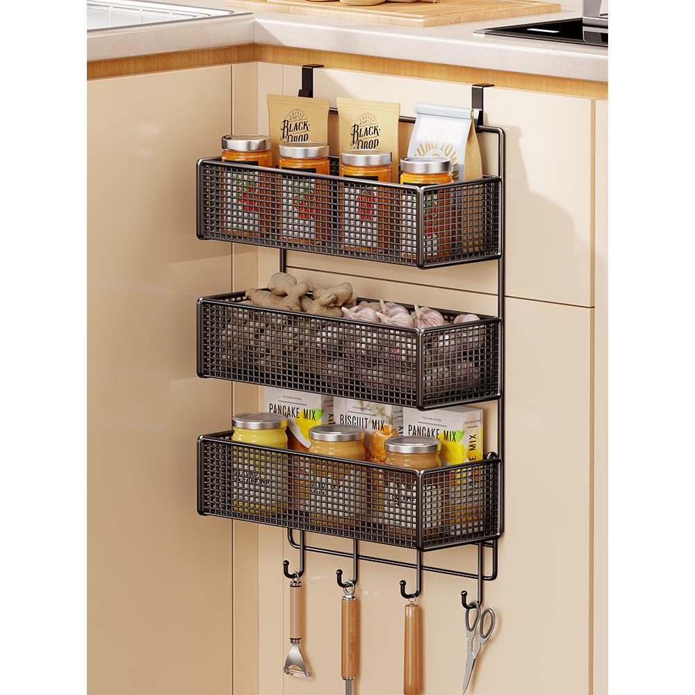 Over-Cabinet Three-Tier Mesh Hanging Pantry Organizer with Removable Baskets