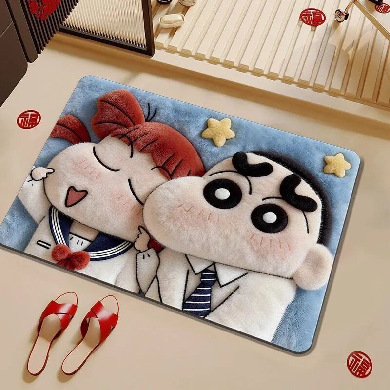 Playful cartoon-themed bath mat