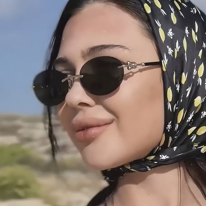 Women oval sunglasses with luxurious metal frame and mirrored lenses Kalsten