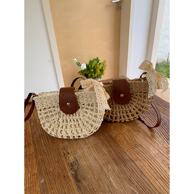 Handwoven Rattan Crossbody Bag