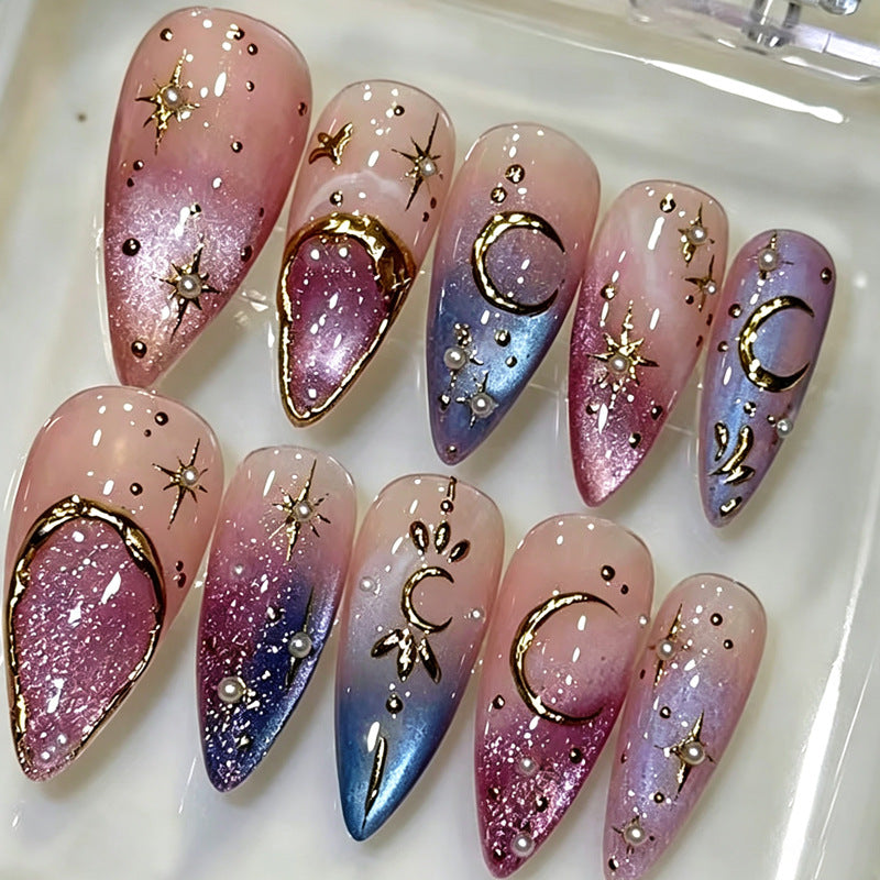 Nail art set with glamorous star and moon designs Kalsten