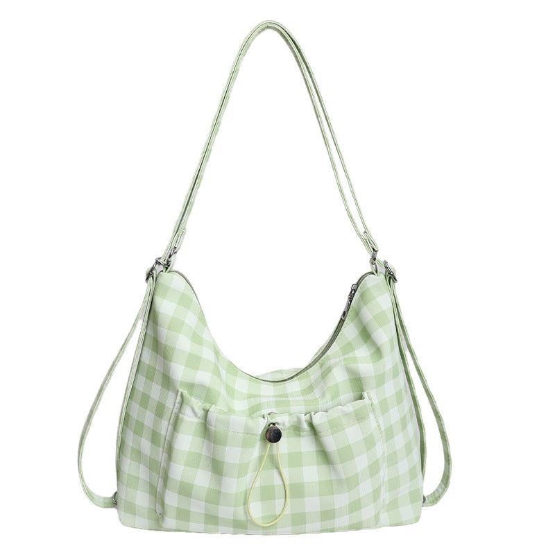 Gingham Print Slouchy Shoulder Bag