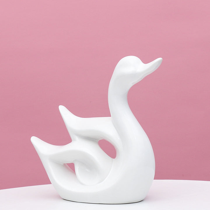 Artistic Swan-Shaped Ceramic Decor Kalsten
