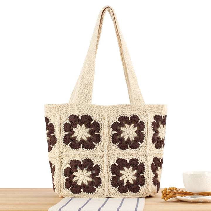 Hand-knotted shopping bag with floral design Kalsten