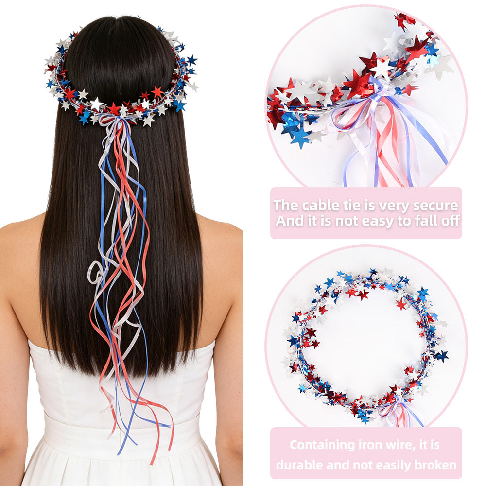 Unisex decorative star garland wreath with metal stars and long ribbons for door and window decoration Kalsten