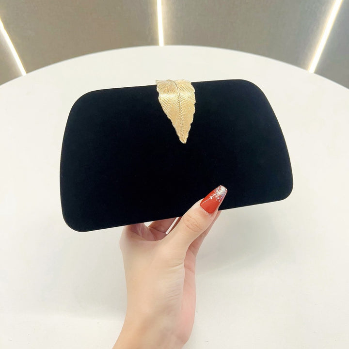 Elegant Leaf-Accented Evening Clutch