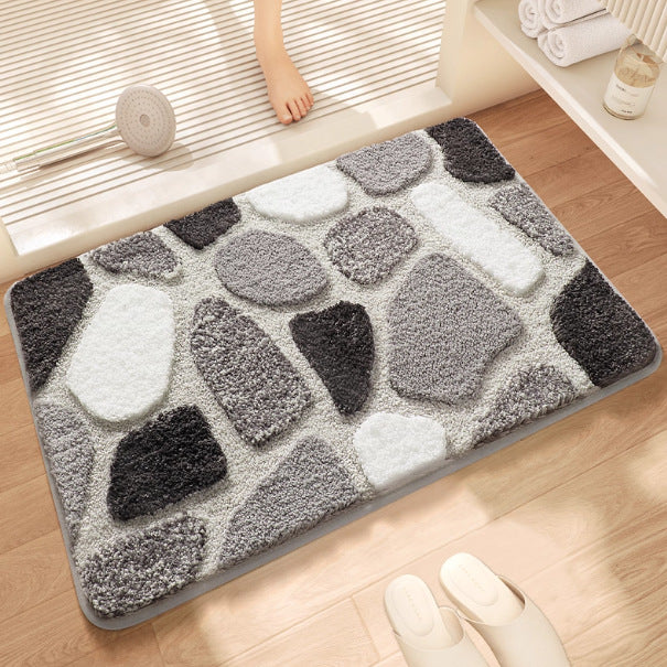 Plush Leaf-Pattern Bath Mat
