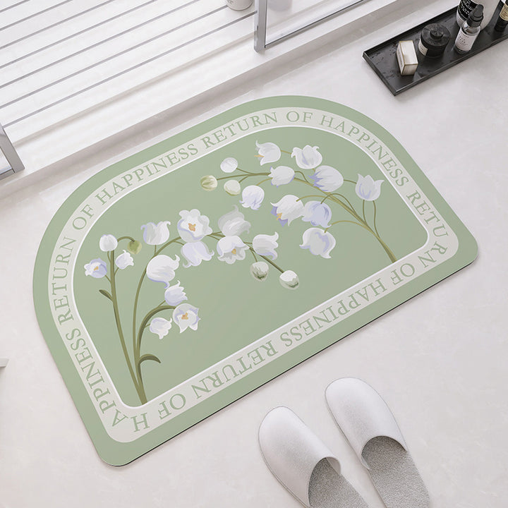 Oval Floral Pattern Bath Mat Kalsten