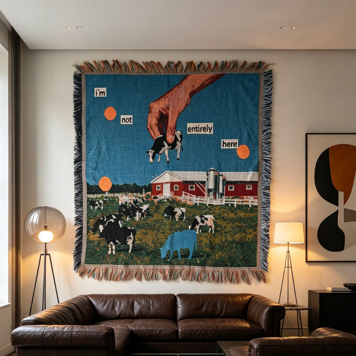 Artistic Farm-Themed Tapestry Blanket