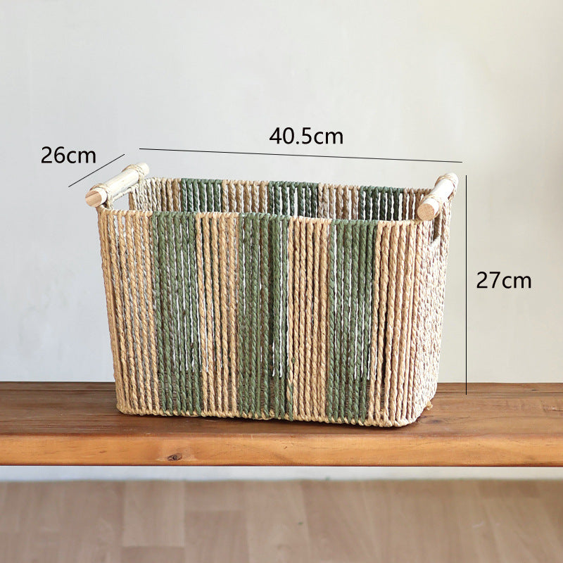 Handcrafted storage basket with natural fiber Kalsten