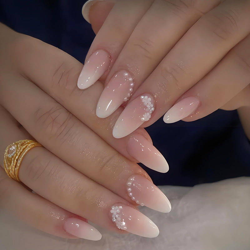 Artificial nail set with elegant ombre effects and glitter accents Kalsten