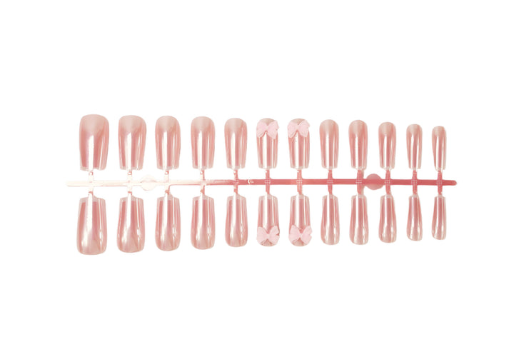 Artificial nail set with stylish bows and elegant French tips Kalsten