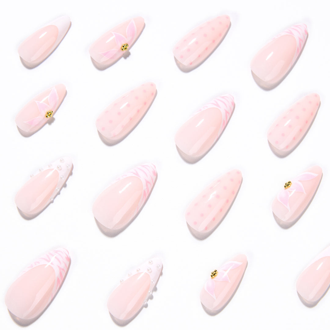 Artistic stiletto nails with elegant 3D decorations Kalsten