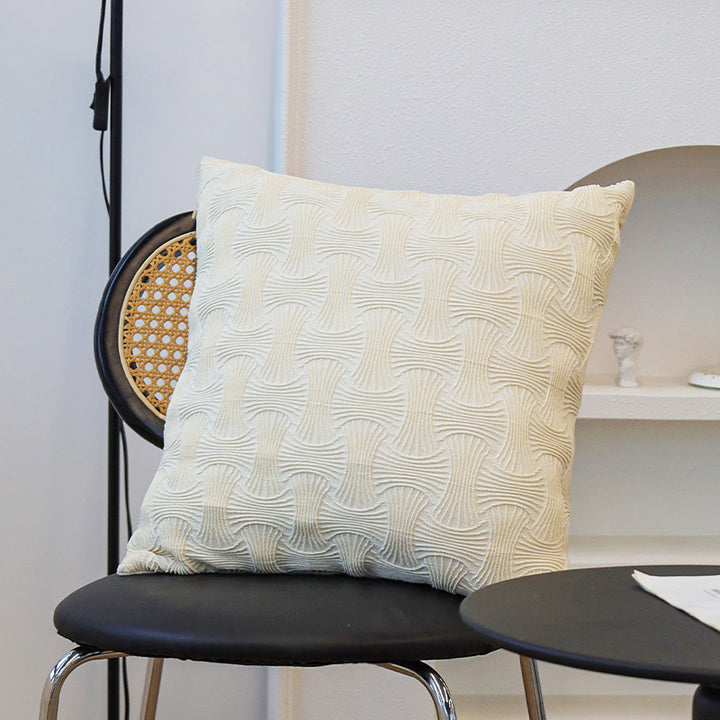 Square decorative cushion cover with hand-tufted loop appliqués made from cotton-linen mix Kalsten