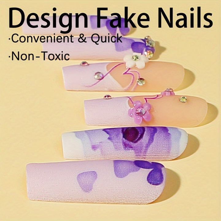 Artificial Nail Set with Floral Patterns Kalsten