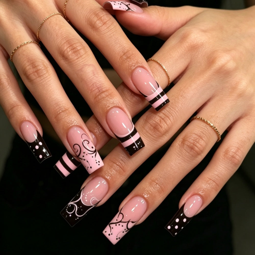 Artistic Press-On Nail Set with Celestial Design Kalsten