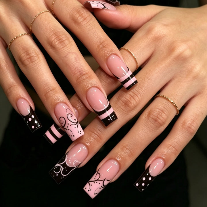 Artistic Press-On Nail Set with Celestial Design Kalsten