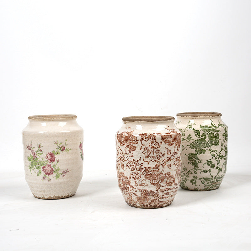 Floral ceramic flower pot with artistic pattern Kalsten
