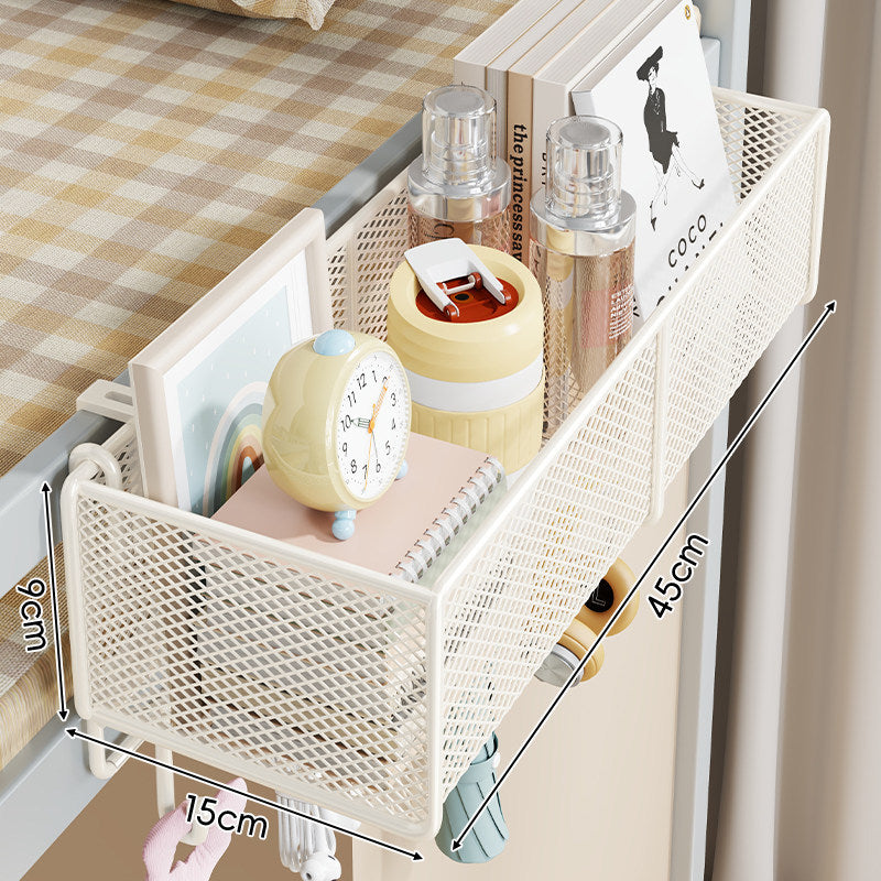 Clamp-On Bed Frame Hanging Mesh Organizer Basket with Rail Mount and Multipurpose Storage