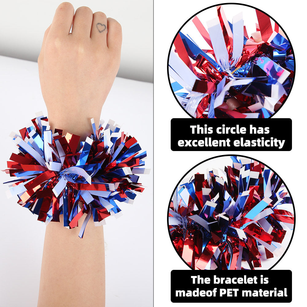 Unisex nan Pompom bracelet made of metallic tinsel with elastic insert for party and cheerleading Kalsten