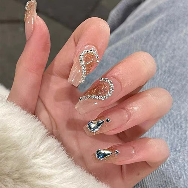 Glamorous Rhinestone-Embellished Press-On Nail Tips