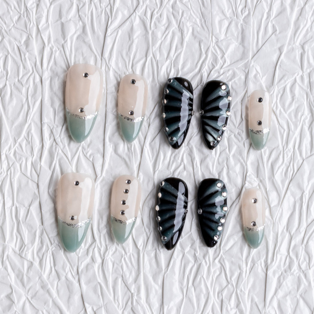 Stylish Press-On Nail Set with Unique Textures