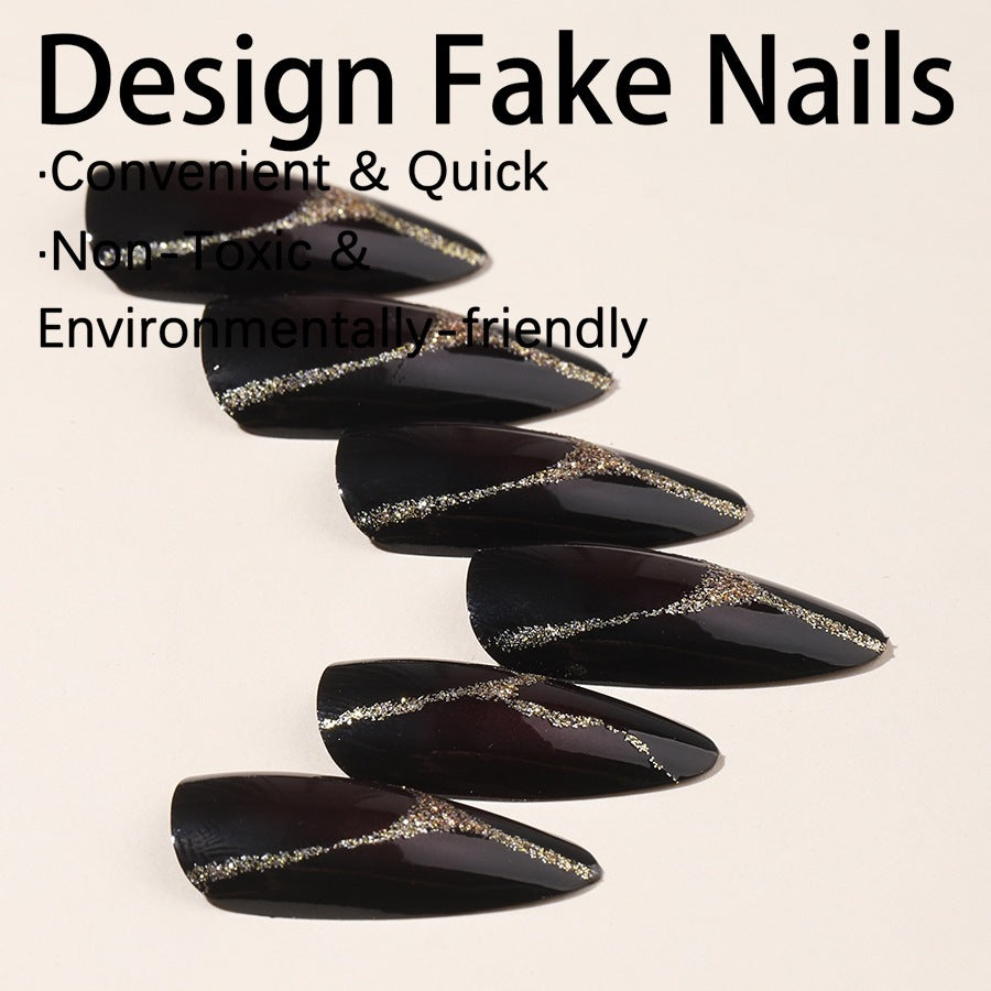 Acrylic nail set with glamorous accents and high-gloss finish Kalsten