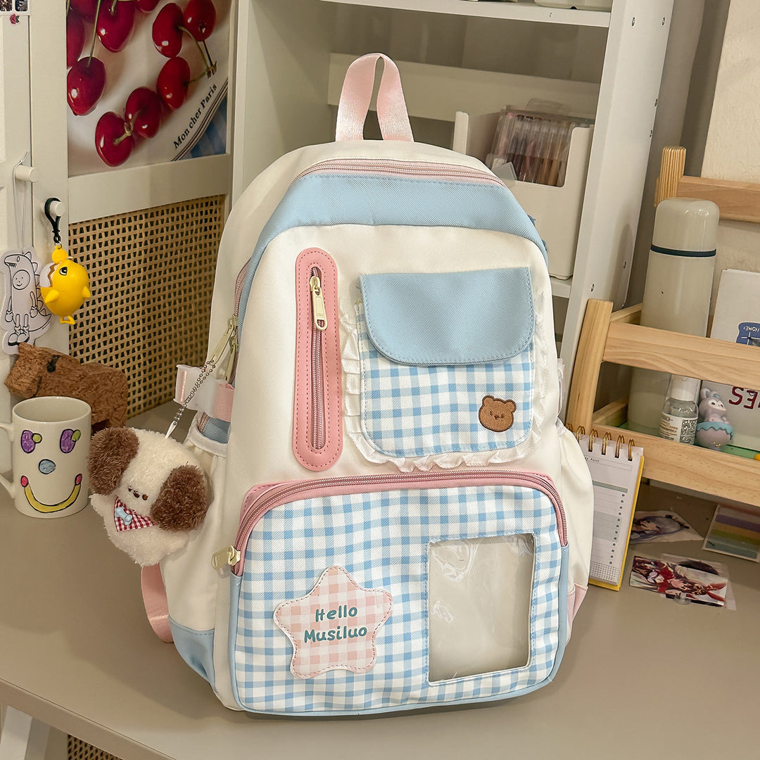 Stylish Gingham Print Backpack Kalsten
