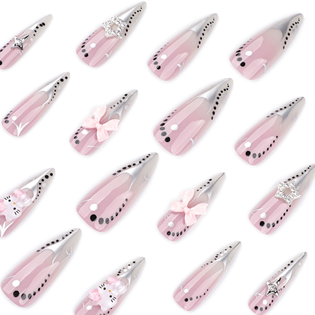 Artful Nail Extensions with Glamorous Decor Kalsten
