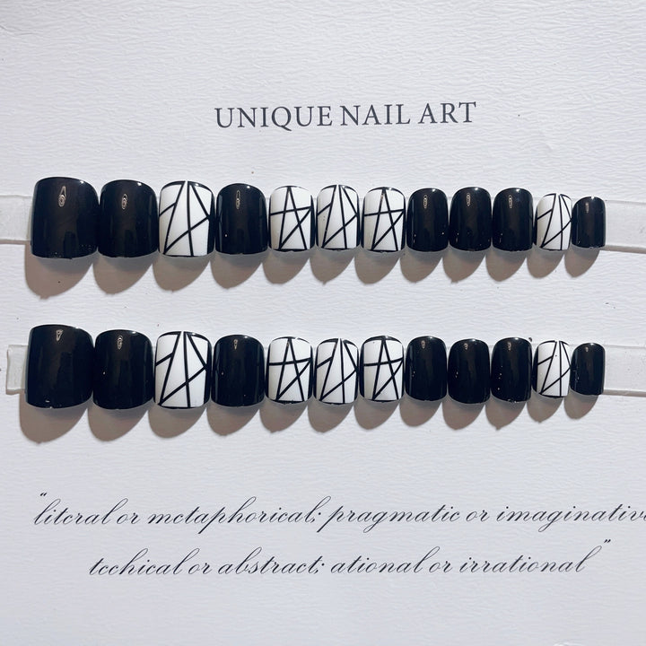 Artistic Geometric Design Press-On Nails